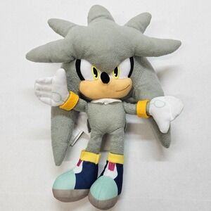 Silver Sonic Hedgehog Plush Toy Stuffed Animal Accessory Backpack SEGA Preloved